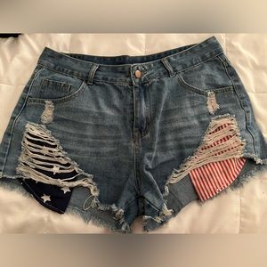 American flag denim shorts